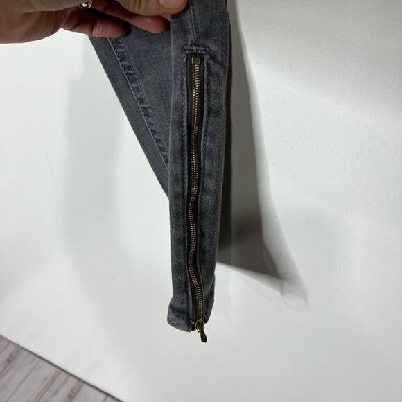 7 For All Mankind Black Gray Skinny Jeans Ankle Zippers - Picture 3 of 10